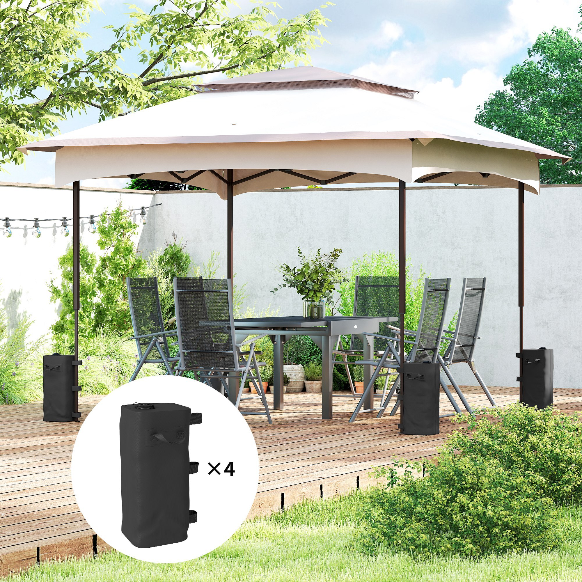 Lot de 4 sacs de lestage pliable tonnelle barnum PVC haute densité noir