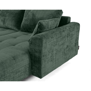 Rune - canapé panoramique d'angle gauche 7 places en velours texturé - Vert