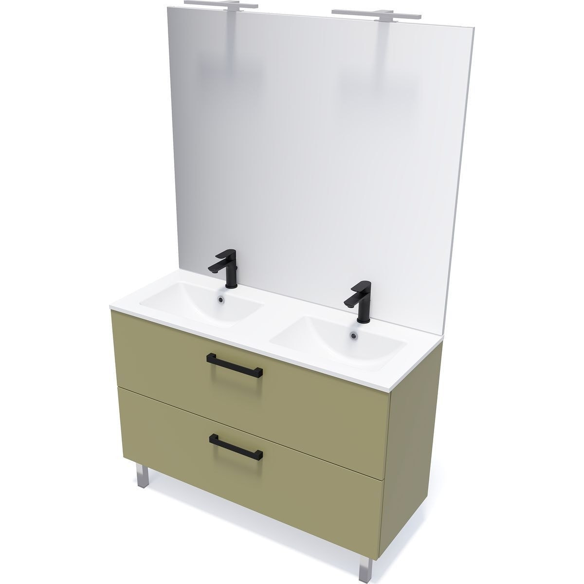 Meuble salle de bain double vasque 2 tiroirs - CHELSEA