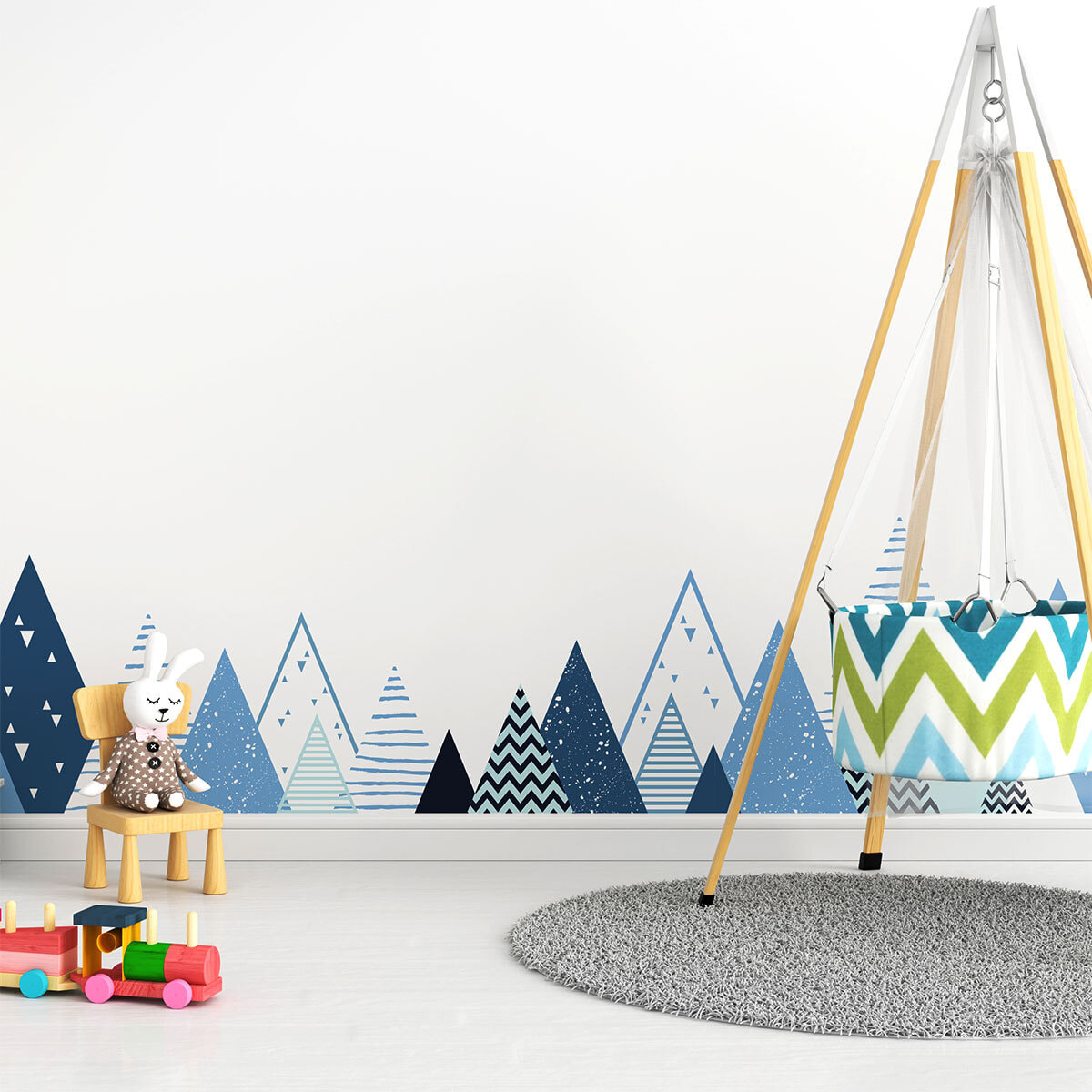 Stickers muraux enfants - Décoration chambre bébé - Autocollant Sticker mural géant enfant montagnes scandinaves NABIKA
