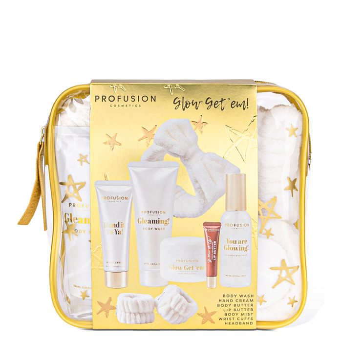 Glow Get Em! - Coffret Gel Douche 100ml + 4 Produits + Accessoires
