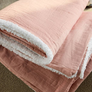 Plaid sherpa et gaze de coton 130 x 170cm ALIX