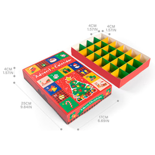 Caja para montar y rellenar. Calendario de adviento, con 24 huecos en total. (No incluyen regalos).