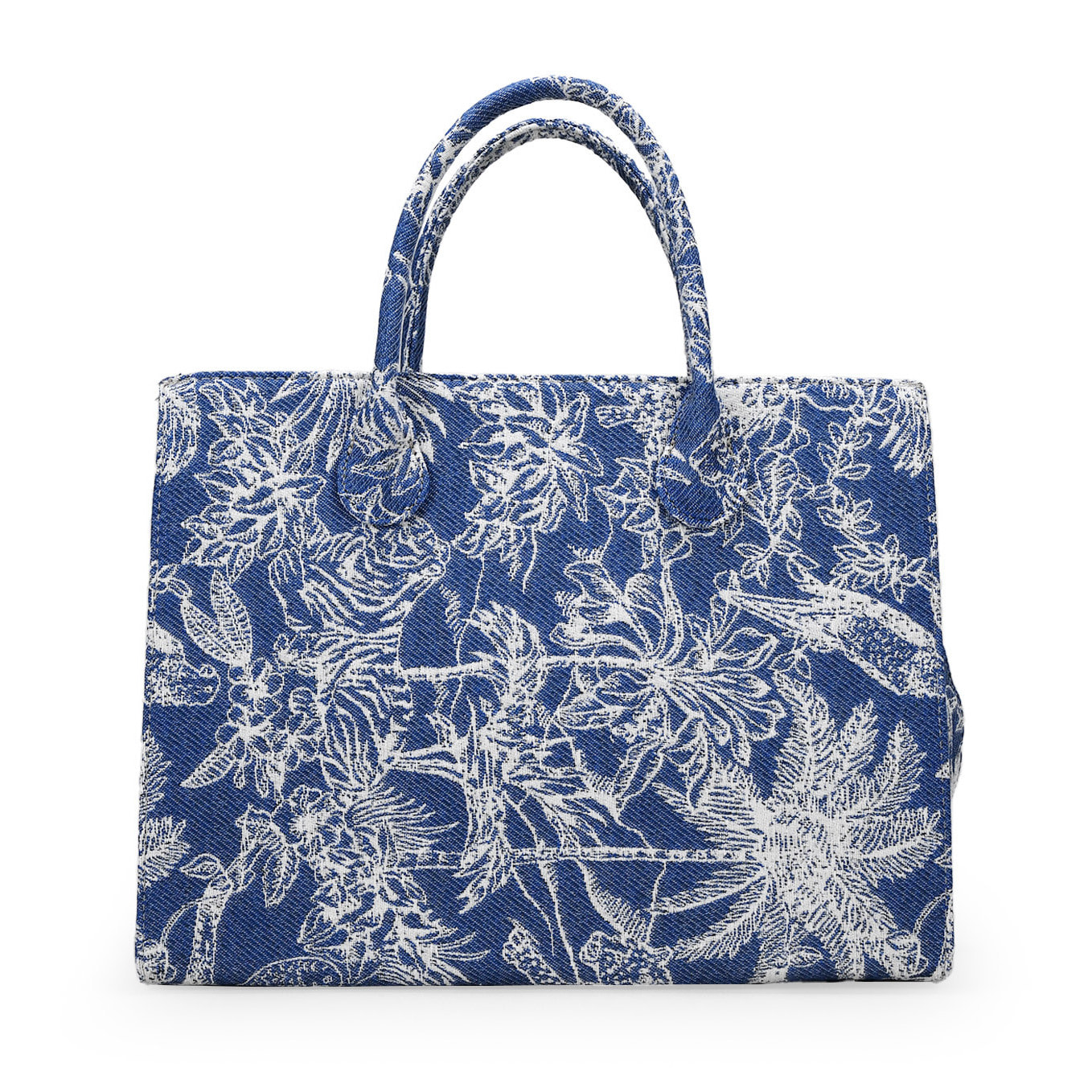 Bolso shopper azul en canvas estampado