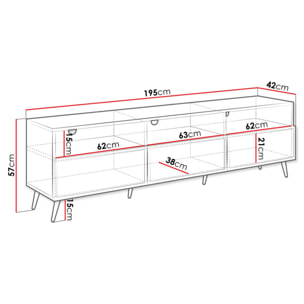 Sorolla - meuble tv - 3 tiroirs et 3 niches - 195 cm - Beige