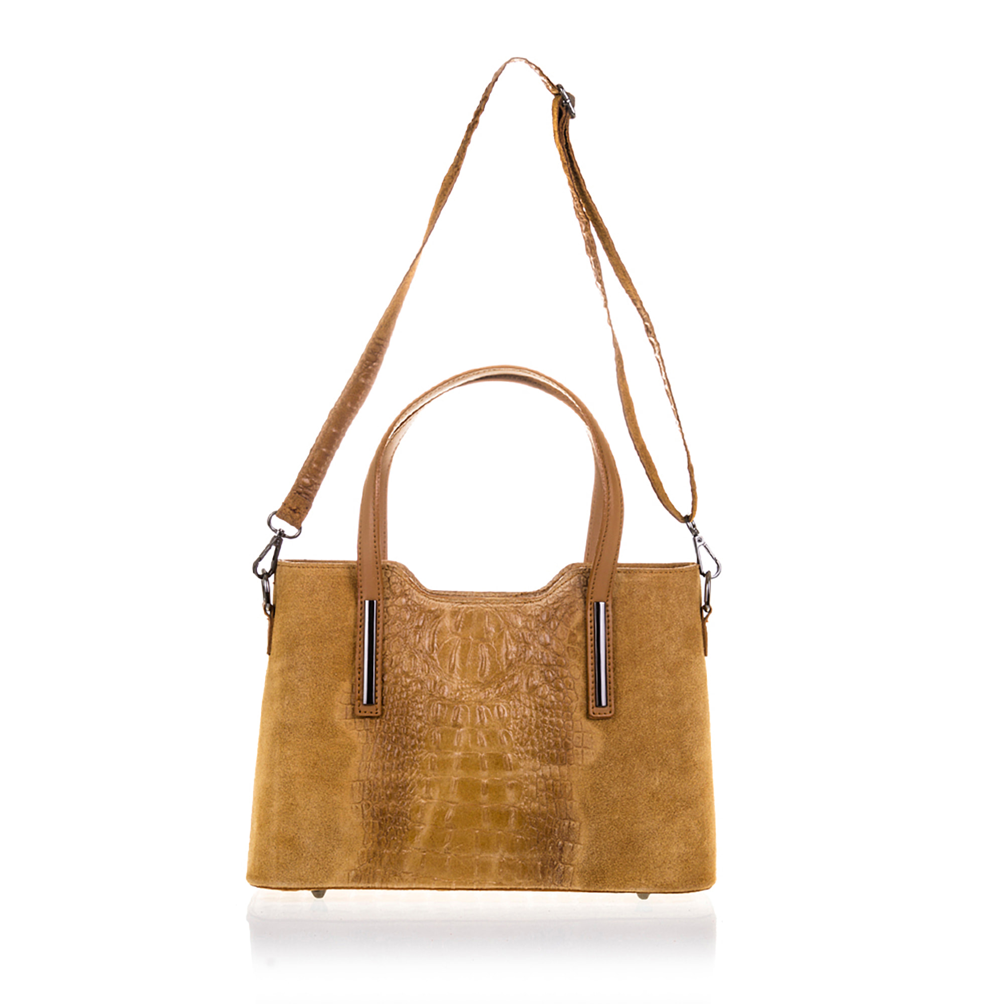 Fiesole Borsa tote Donna.Pelle autentica Camoscio Inciso Coccodrillo