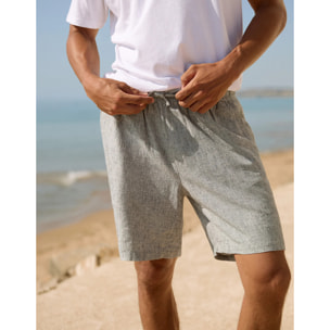 Bermuda Lino Azul - Damiano