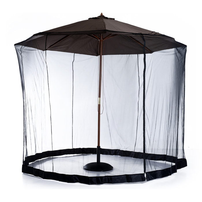 Moustiquaire cylindrique pour parasol 3 m diamètre avec fermeture éclair et lestage noir