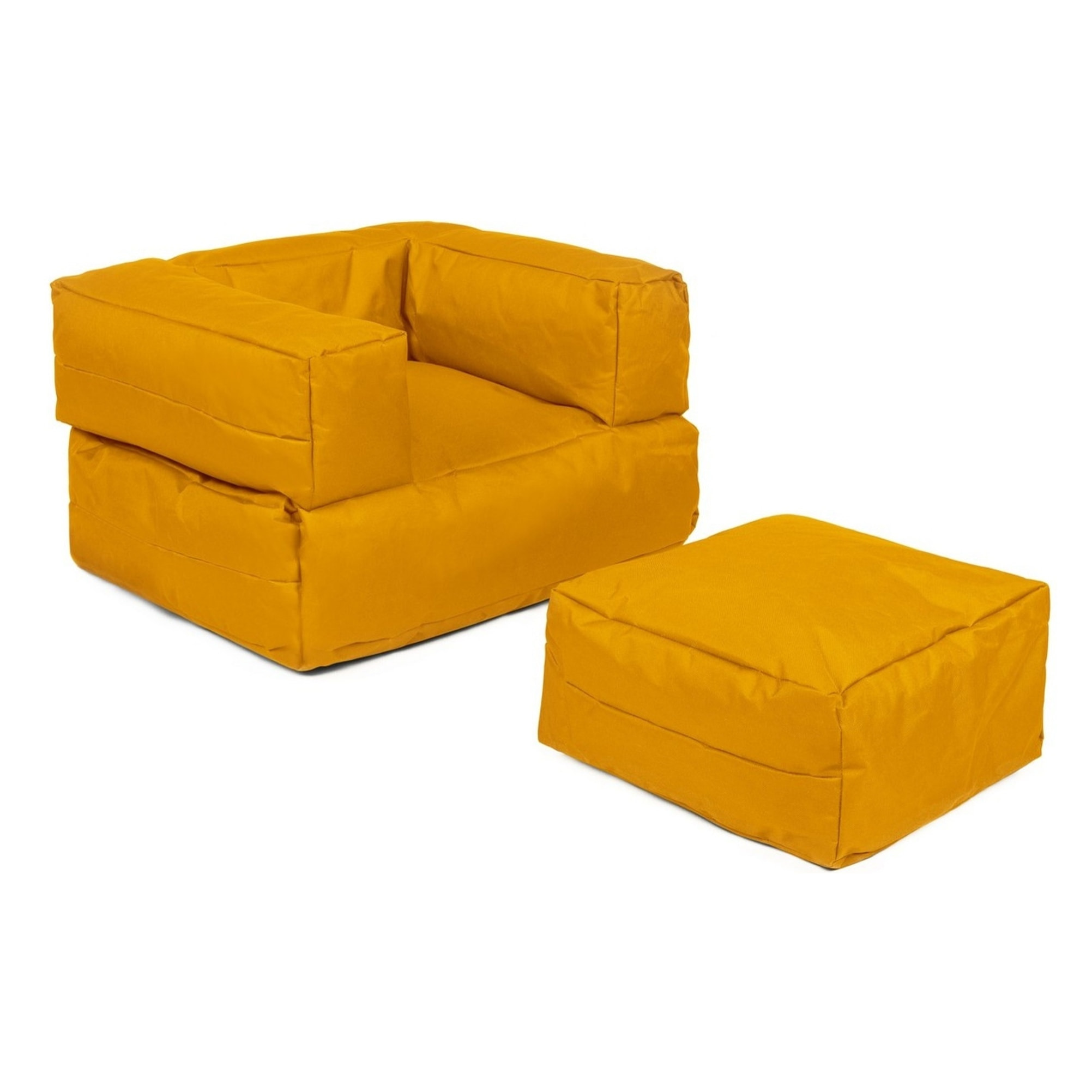 Sillón + puf para niños para exteriores naranja