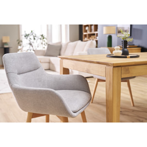 Chaises en tissu effet velours texturé gris clair et bois clair (lot de 2) ALESS