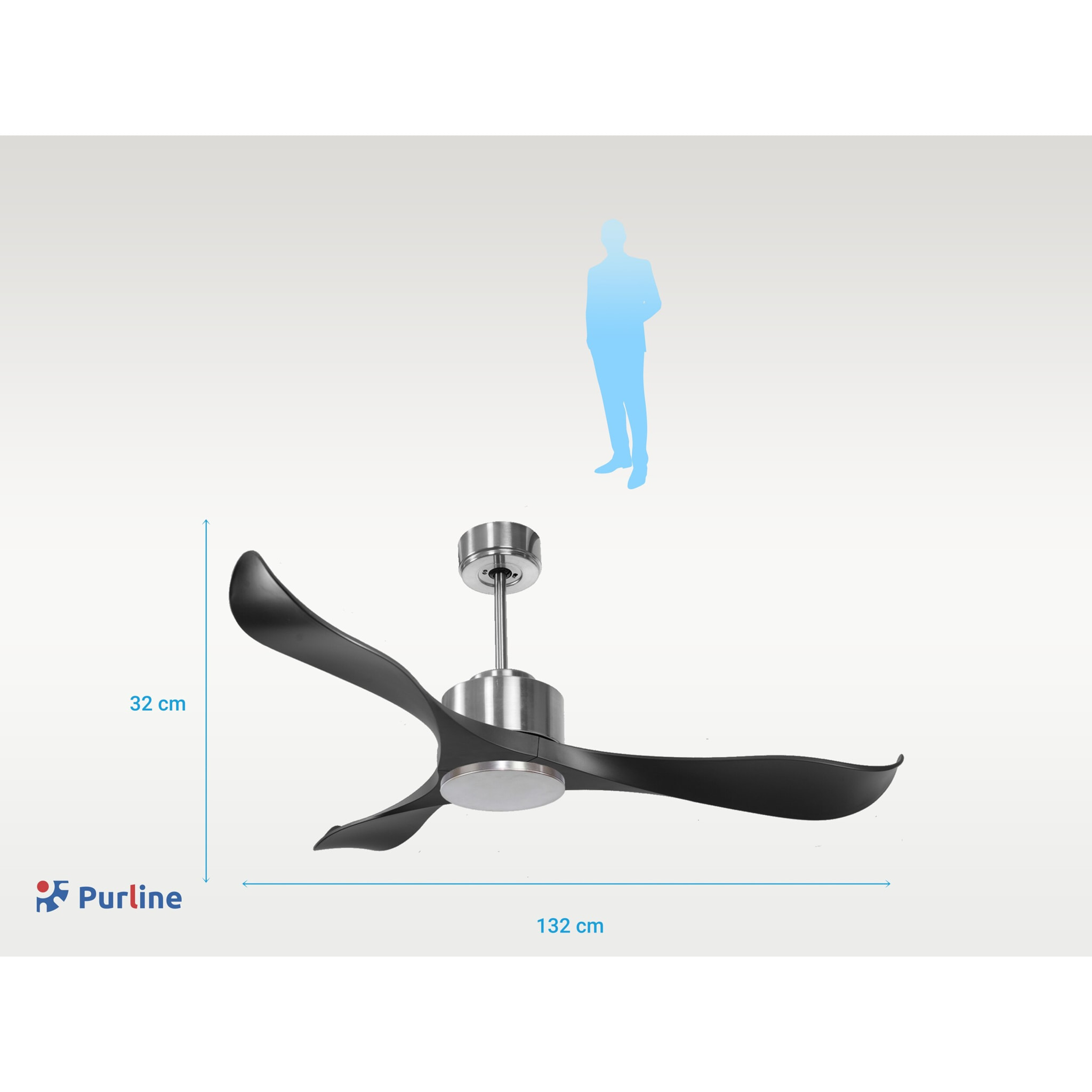 Ventilateur de plafond ø132 cm avec Wifi Réversible Hypersilence 40   W argent
