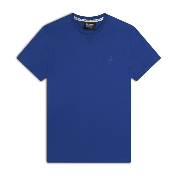 T-shirt Regular con Scollo girocollo e logo in tono colore