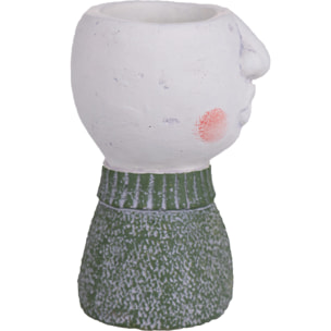 Vaso Testa Uomo H.15,5 Cm - Pezzi 6 - 10X15X10cm - Colore: Verde - Bianchi Dino - Decori Casa E Complementi