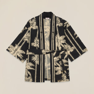 Oltre - Kimono in cotone con fantasia - Nero