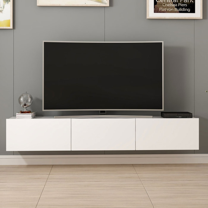 ROANOKE Meuble TV suspendu avec placards blanc 180cm