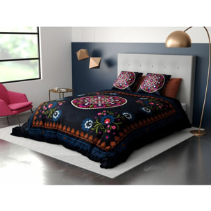 Parure Housse De Couette 3pcs avec Taies oreiller 100% coton 47fils Indira