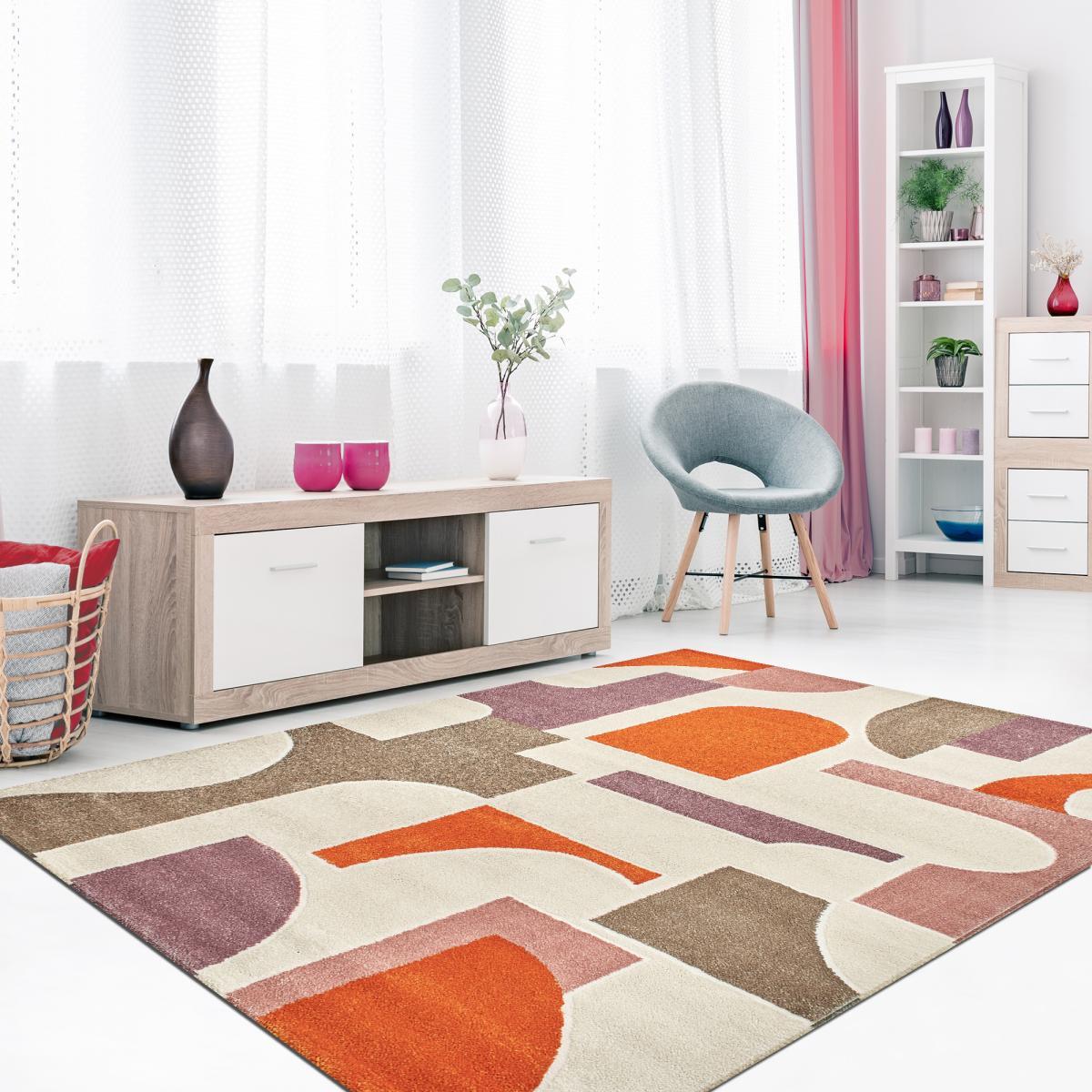 Tapis salon et chambre tissé motif géométrique CUCE