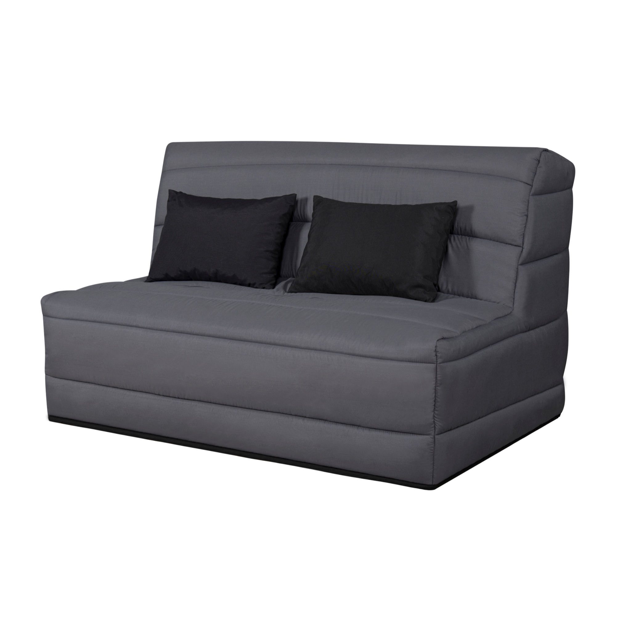 Banquette convertible Salma, matelas Simmons, 140 x 190 cm, 2 coussins offerts, gris