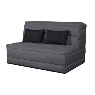 Banquette convertible Salma, matelas Simmons, 140 x 190 cm, 2 coussins offerts, gris