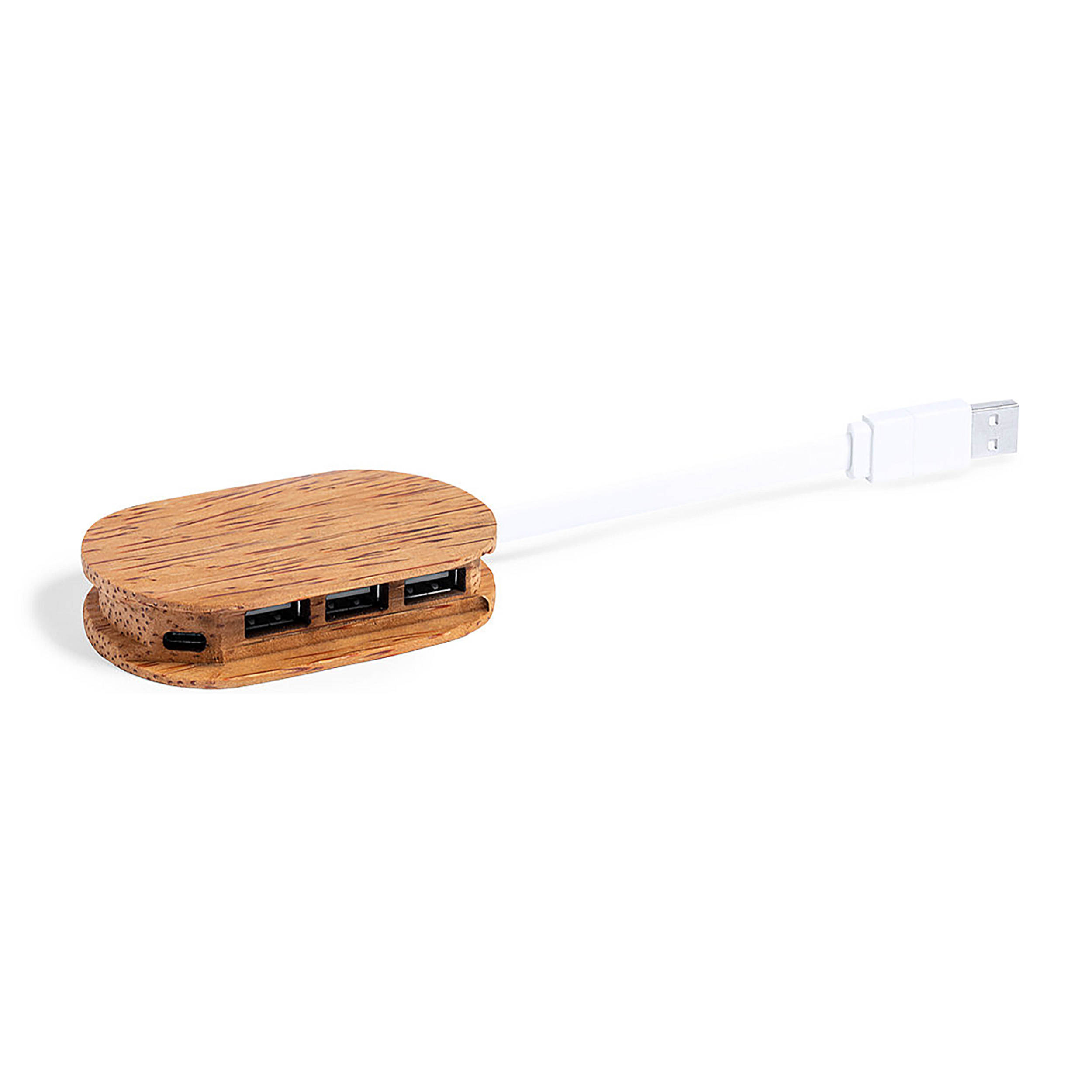 Porta USB natura cocco. 1 porta di tipo C. 3 porte USB 2.0