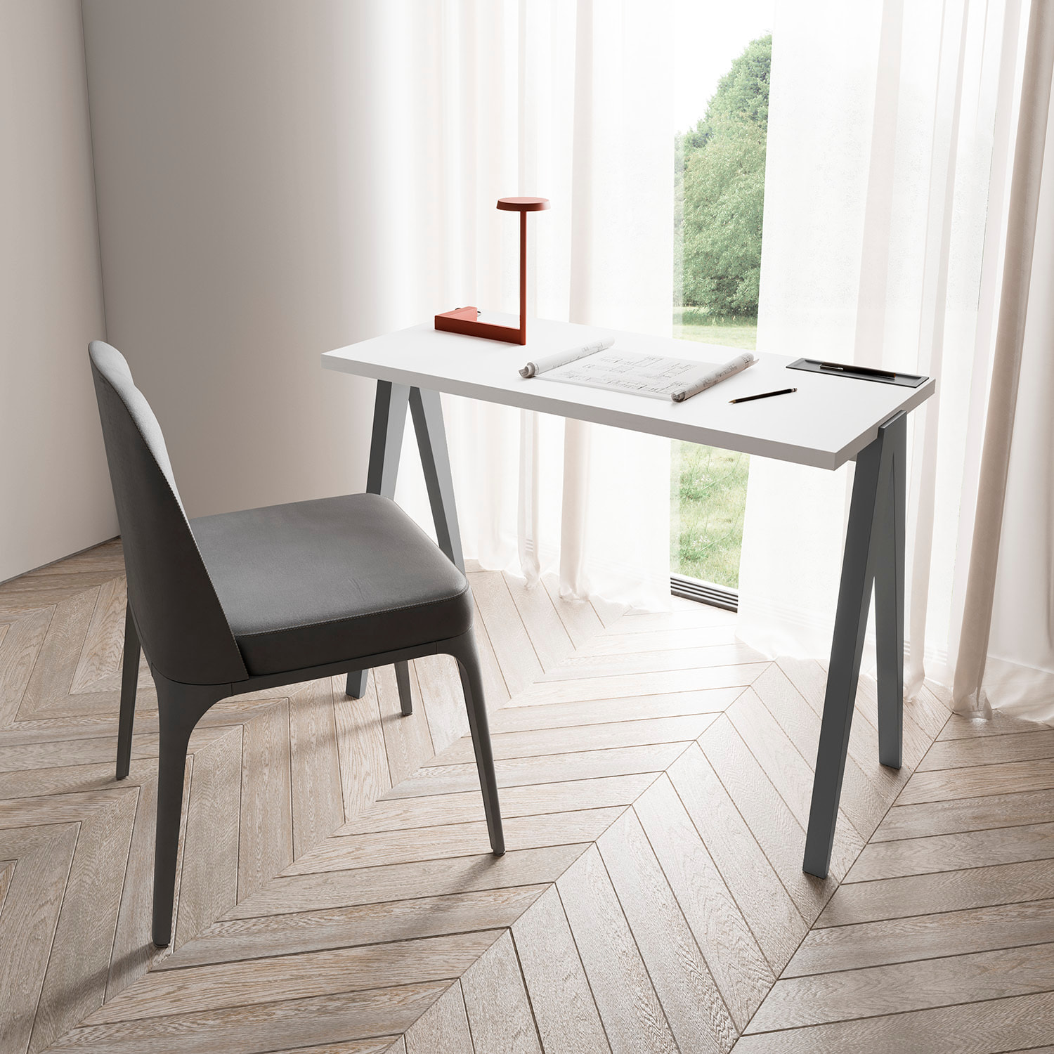Escritorio Colmar blanco y gris 78x107x49 cm