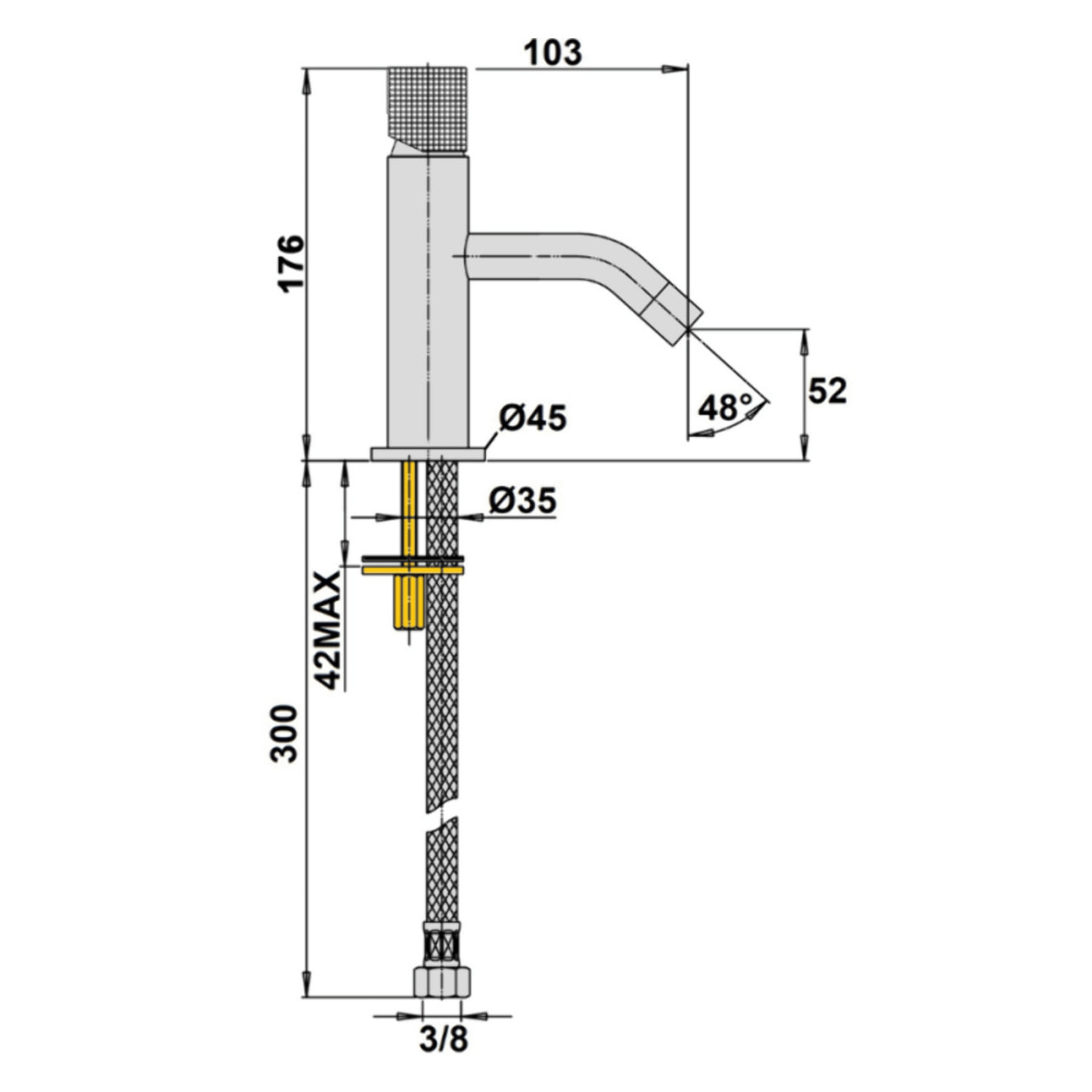 Mitigeur lave-mains eau froide PAINI Jewel chromé