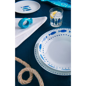 Service 18 Assiettes Excelsa – Ocean, Porcelaine Bleue