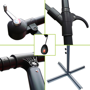 Parasol Bulle LED déporté carré 3x3m écru DAVAGNA