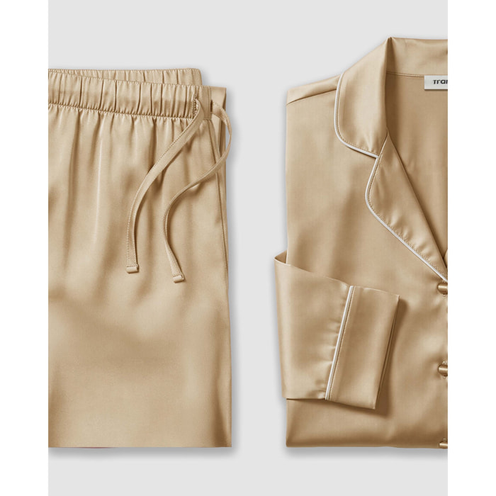 Pigiama lungo in raso da donna Friday beige
