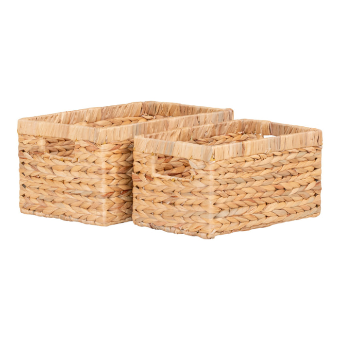 Set di 2 cesti Passo rettangolari in giacinto d'acqua naturale - misure assortite