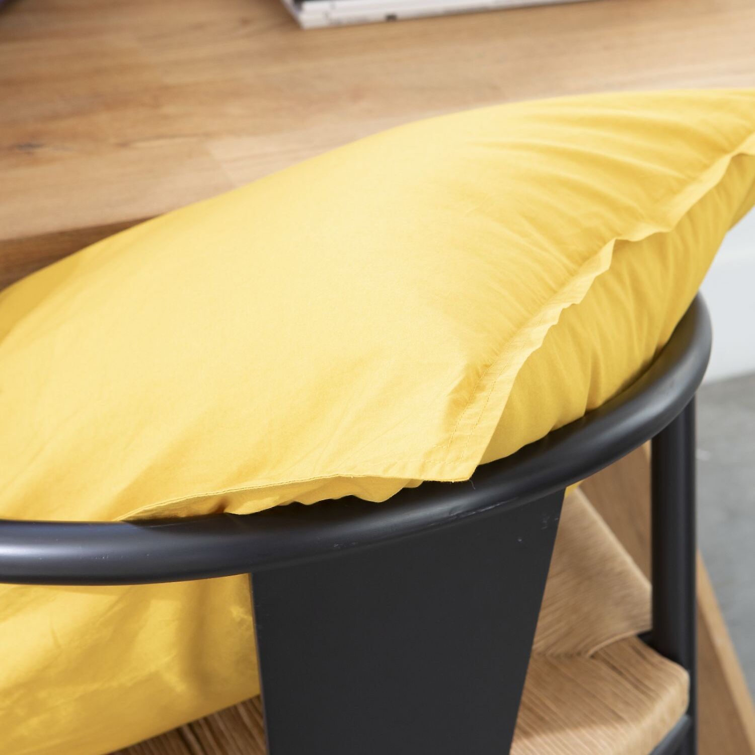 Paire de Taies D'oreiller 100% percale Coton LavÉ 80fils Jaune