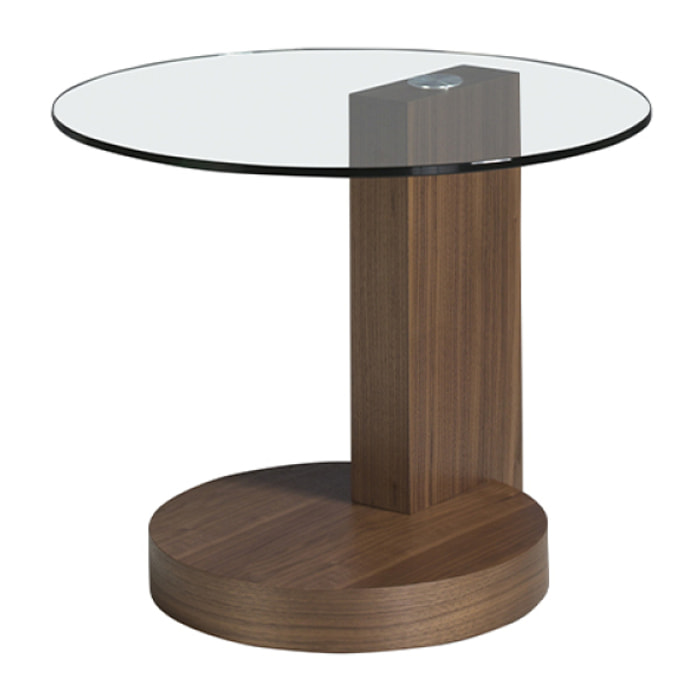 Mesa de rincón Angel Cerda de cristal y nogal 60x60x48cm