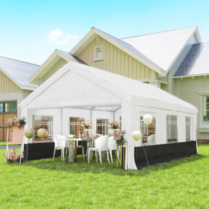 Carpa para Fiesta 4x6 m, Carpa de Jardín con Estructura Acero Galvanizado, Laterales Extraíbles, 2 Puertas con Cremallera, 6 Ventanas, UPF30+, Cenador Gazabo para Boda, Eventos, Gris y Blanco