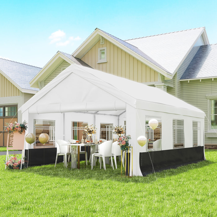 Carpa para Fiesta 4x6 m, Carpa de Jardín con Estructura Acero Galvanizado, Laterales Extraíbles, 2 Puertas con Cremallera, 6 Ventanas, UPF30+, Cenador Gazabo para Boda, Eventos, Gris y Blanco