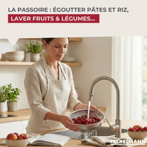 Set 3 en 1 Bol à Mixer, Râpe et Passoire 26 cm Fackelmann