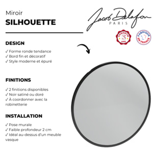 Miroir rond Silhouette noir satiné