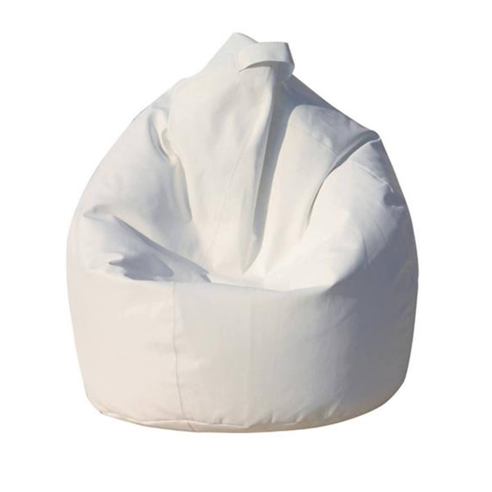 Pouf a sacco elegante, colore bianco, Misure 80 x 120 x 80 cm