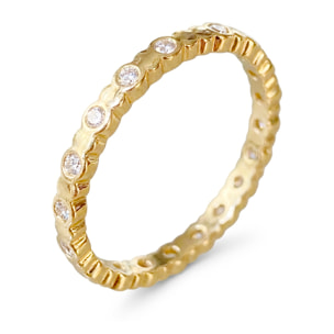 Anillo de Circonita brillante acabado en oro amarillo de 18k