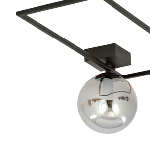 Lampada a sospensione Imago in acciaio nero e vetro grafite