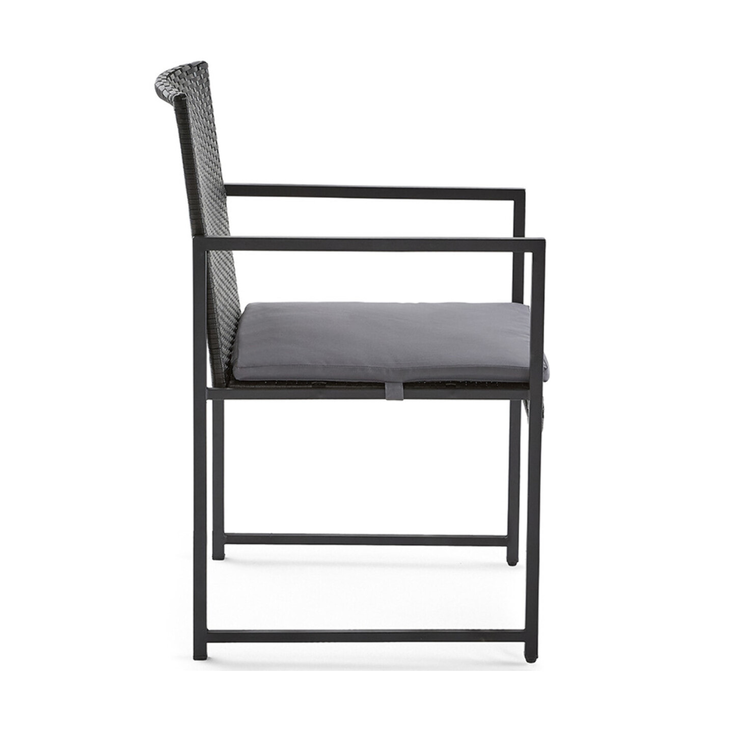 Olaria - ensemble table et chaises de jardin en acier noir - 8 places - coussins gris - Noir / Gris