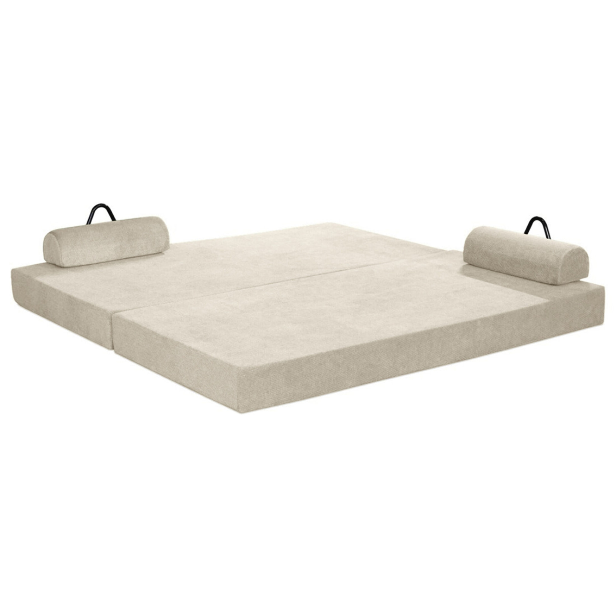 Astral - Canapé 3 places convertible en velours texturé - Beige