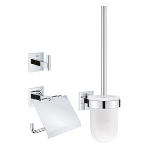 GROHE QuickFix - Start Cube - Set d'accessoires 3 en 1 pour WC - Finition Chromée 41123000 (à visser ou à coller)