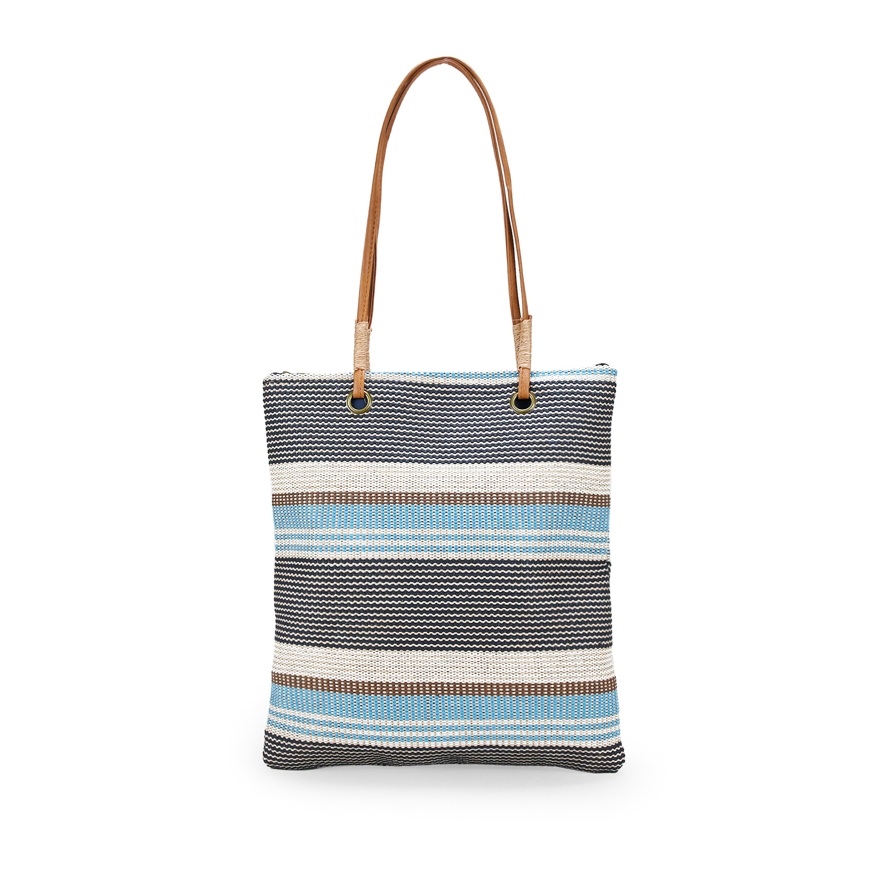 Bolso de playa tipo shopper azul en rafia
