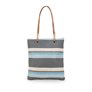 Bolso de playa tipo shopper azul en rafia