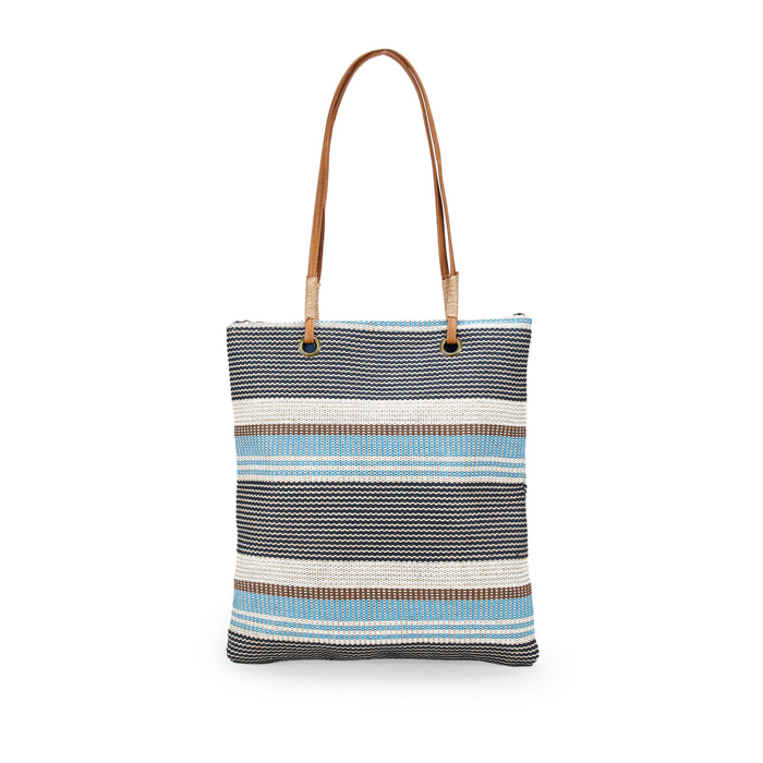 Bolso de playa tipo shopper azul en rafia