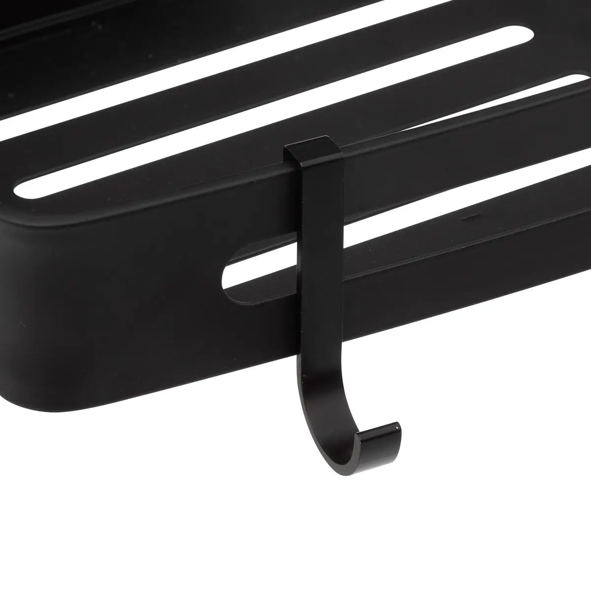 Étagère de douche rectangle stick adhésif noir "Blackalu"