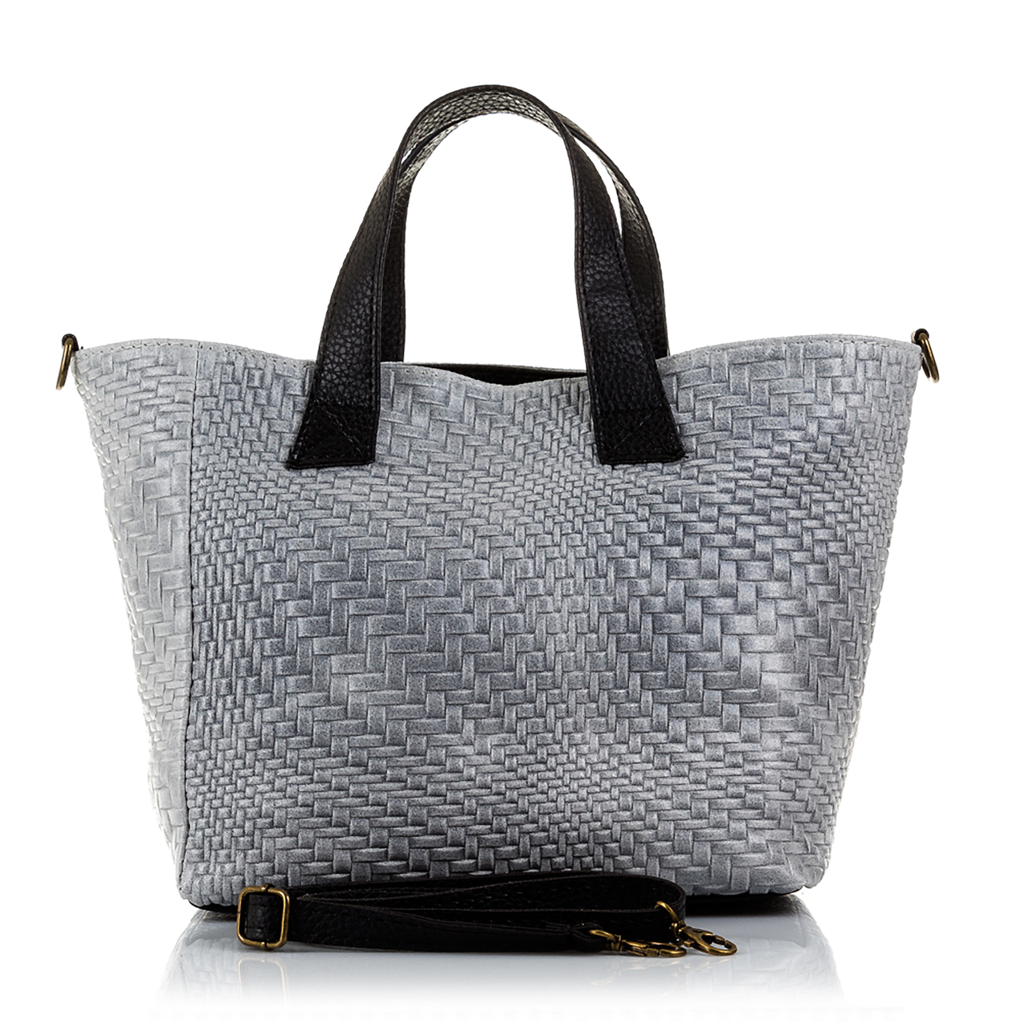 Cassandra Borsa tote Donna.Pelle autentica Camoscio Inciso Intrecciato