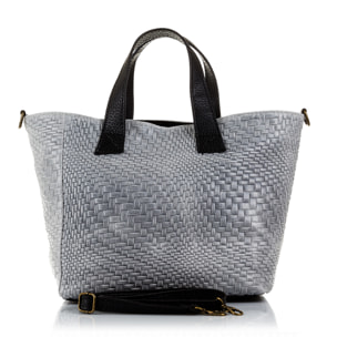 Cassandra Borsa tote Donna.Pelle autentica Camoscio Inciso Intrecciato