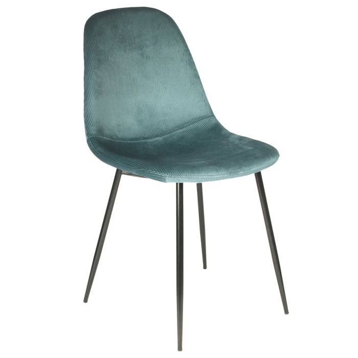 Chaise Velours Cotele Giulia Bleu Canard - Lot De 4