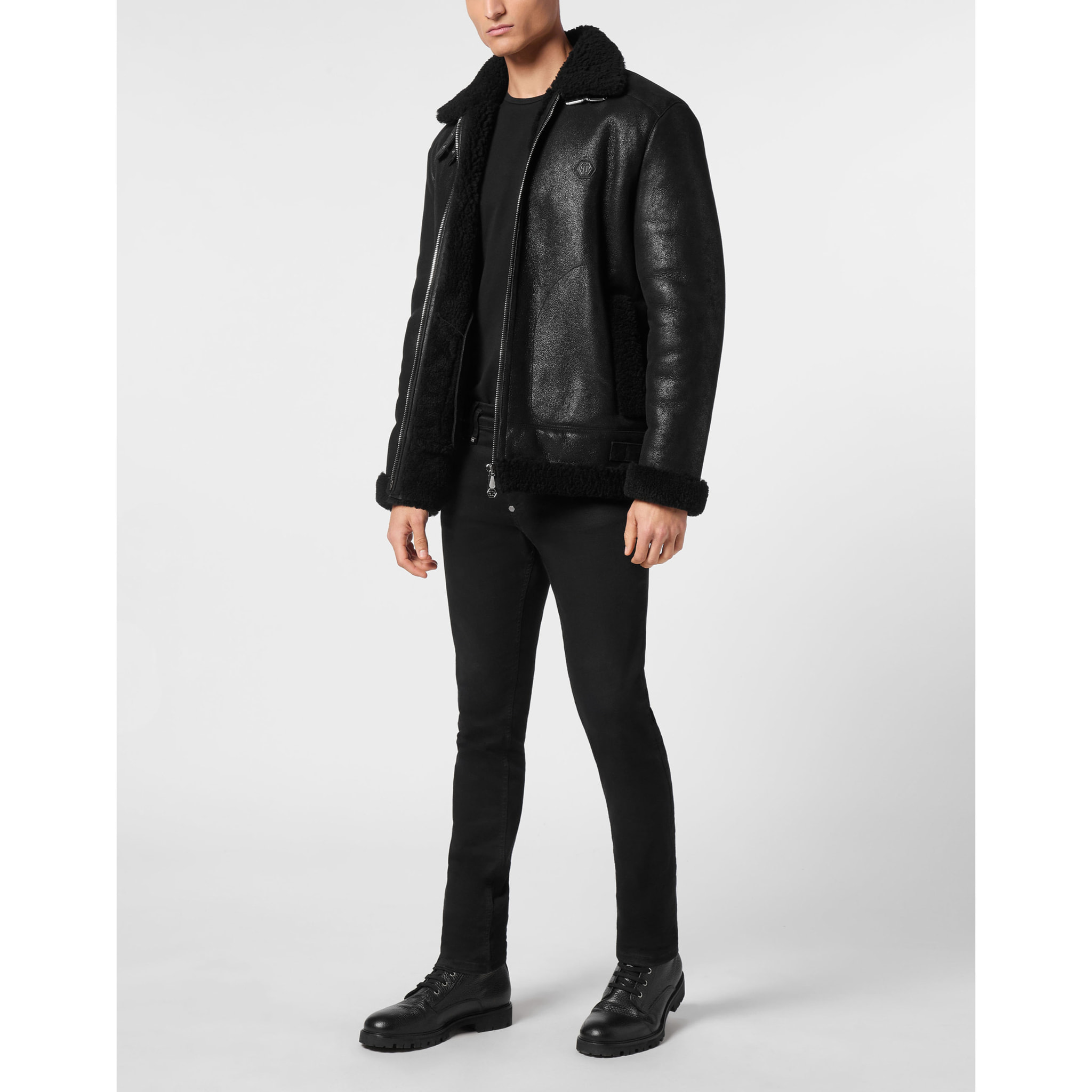 PHILIPP PLEIN Leather Fitted Biker